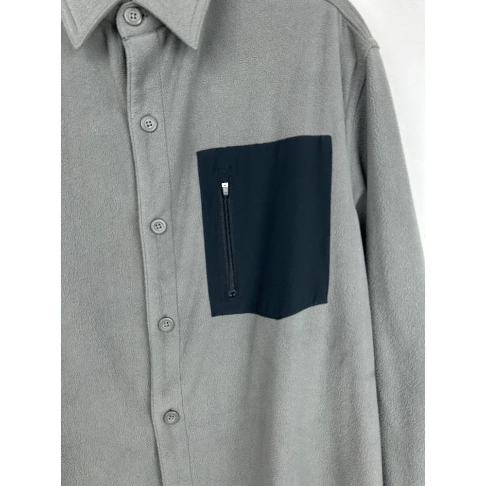 RedHead Gray Fleece Shacket Mens XL‎ Shirt Jacket Long Sleeve Button Up Pocket